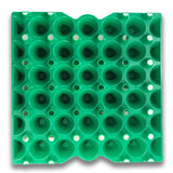 Green stackable plastic, washable, reusable egg tray, 30 cell